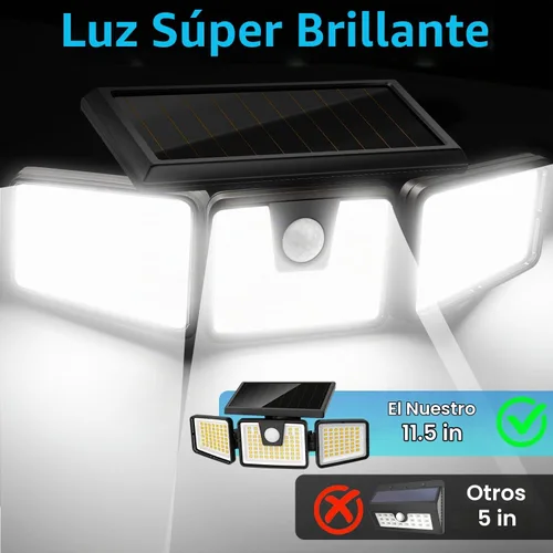 Vista 4 de AmeriTop Luces Solares para Exteriores, Paquete de 2 Luces LED Inalámbricas con Sensor de Movimiento Solar de Alto Brillo; 3 Cabezales Ajustables