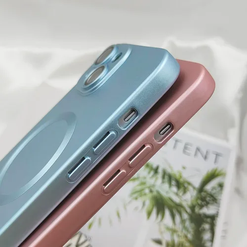 Vista 7 de ankofave Funda magnética para iPhone 13 Mini para mujer, diseño de brillo metálico suave mate con protector de lente de cámara, compatible con Negro