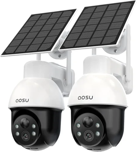 Vista 9 de aosu Cámara de seguridad solar inalámbrica para exteriores, cámara WiFi con batería de 3K/5MP para seguridad del hogar, PTZ panorámico, seguimiento