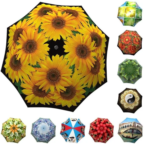 Vista 6 de LA BELLA UMBRELLA - Paraguas de diseño de girasol único en elegante caja de regalo - AutomáticoManualStick, Stick), STI-028