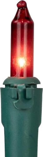 Vista 4 de Northlight Mini luces incandescentes de Navidad, rojo y transparente, cable verde de 20.25 pies, 100