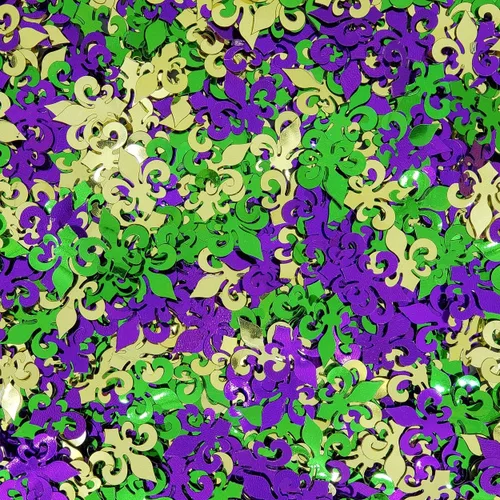 Vista 4 de Mardi Gras Confeti Flor de Lis, Máscara de Arlequín Estrella 1/4" – Paquete de 3 (1.5 oz) #3032