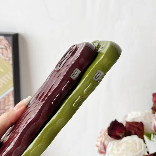 Vista 5 de Caseative - Funda para iPhone 14, color verde Patrón de ondulación de agua Marco de onda rizada suave