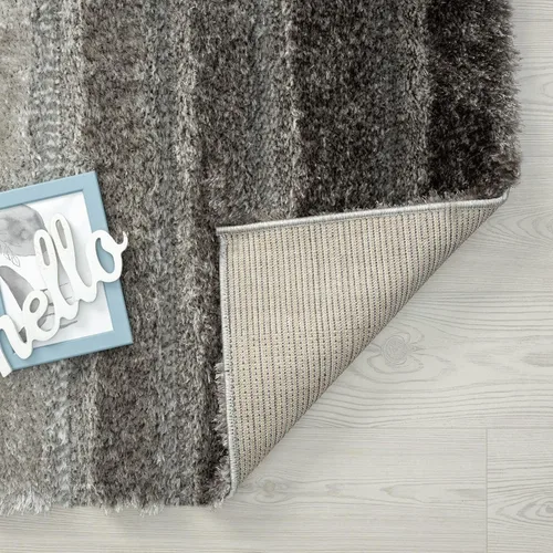 Vista 8 de LUXE WEAVERS Lantanas Collection 7072 - Alfombra geométrica moderna de pelo largo gris de 8 x 10 pies
