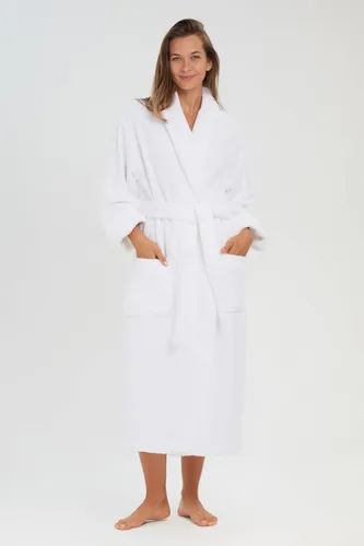 Vista 2 de MONARCH Bata de baño unisex de rizo 100% algodón peinado lux, bata con cuello de chal, elección de hotel de cinco estrellas, sin capucha
