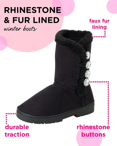 Vista 2 de bebe Girl's Fur Lined Winter Boot with Rhinestone Details (ToddlerLittle GirlBig Girl)