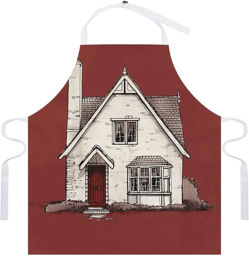 Vista 7 de MUSM Apron for Adults - 27.6 X 31.5 Inch, Heavy-Duty Polyester Aprons with Two Large Pockets, Waterproof White Line House Kitchen Apron for Cooking