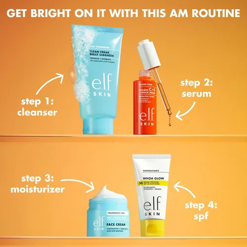Vista 5 de e.l.f. SKIN Bright Icon Vitamina C + E + suero de ácido ferúlico Mini, suero facial iluminador y calmante, ayuda a uniformar el tono de la piel