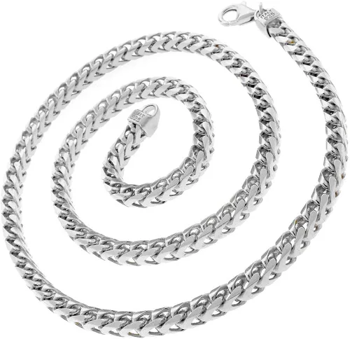 Vista 2 de Verona Jewelers Collar de cadena Franco de plata de ley 925 para hombre de 0.118in, 0.217in, collar y pulsera de eslabones cuadrados de rodio Franco