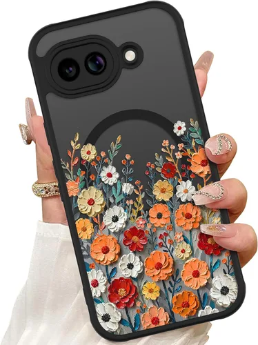 Vista 19 de ZIYE Funda magnética para Google Pixel 9 Pro XL de 6.8 pulgadas [compatible con MagSafe] funda de policarbonato duro y TPU suave con flor de cerezo