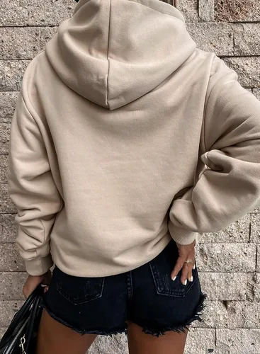 Vista 2 de Shewin - Sudadera con capucha para mujer, manga larga, informal, unicolor, ligera, sin botones, holgada, con bolsillo