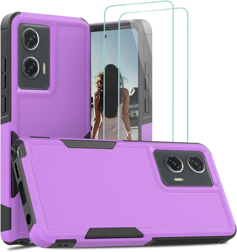 Vista 12 de Jeylly para Moto G Stylus 5G 2021 Funda con [2 Pack] Protector de Pantalla de Vidrio Templado, Protección Grado Militar Anti-Arañazos, Funda A