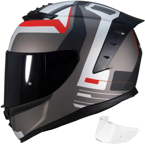 Vista 15 de Casco de motocicleta de cara completa, cascos para motocicleta de adultos, MG611, casco de motocicleta de carreras de calle con visera negra