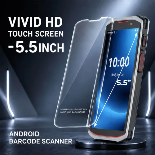 Vista 5 de Bix - Escáner industrial de código de barras Android 13, computadora móvil con pantalla táctil HD de 5.5 pulgadas, motor de escáner de código