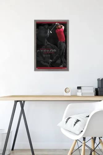 Vista 6 de Trends International Tiger Woods - Póster de pared con texto en inglés "Always Get Better", 14.725 x 22.375 pulgadas, versión enmarcada de madera