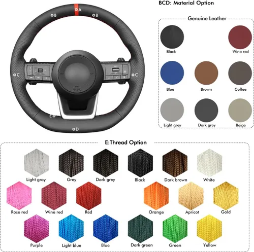 Vista 2 de MEWANT Fundas para volante para Nissan Rogue Pathfinder Qashqai X-Trail 2021-2023 Custom Fit for Nissan Rogue Pathfinder Qashqai X-Trail 2021-2023