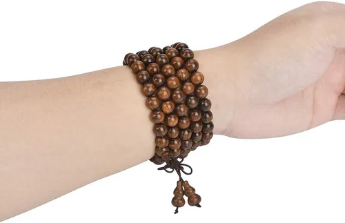 Vista 64 de Mala Beads Pulsera 108 0.315 in Meditación Sándalo Elástico..
