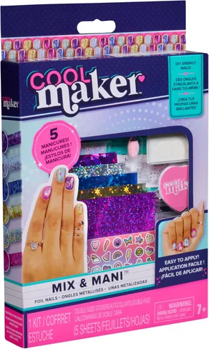 Vista 9 de Cool Maker, Mix & Mani Foil Nail Kit with 6 Sheets & Stickers for 5 DIY Manicures (Packaging May Vary), Arts and Crafts Kids Toys for Ages 7 and up