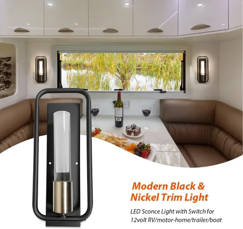 Vista 2 de Dream lighting Aplique de Pared LED para Comedor de Casa Rodante 12V Luz Decorativa Interior con Interruptor Montaje en Pared – Negro Mate Blanco
