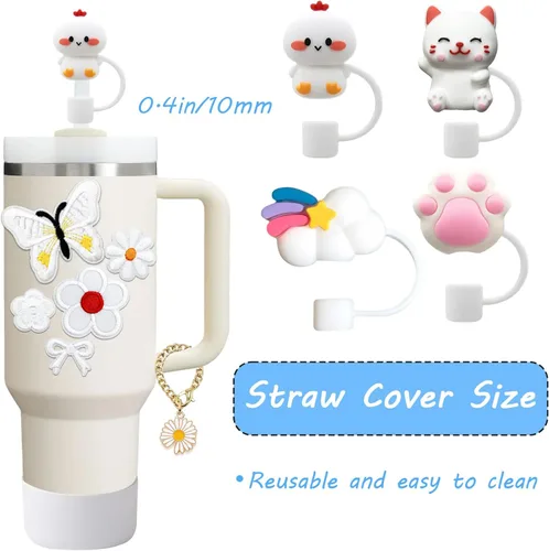 Vista 2 de XIANGYUAN Stanley Cup - Juego de 14 accesorios para vasos Stanley Cup de 30 onzas y 40 onzas con asa, incluye funda de popote de 0.4 pulgadas, juego