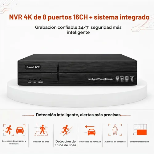 Vista 3 de MWRCTV Sistema de cámara de seguridad IP PoE de audio de 2 vías, 8 cámaras domo con cable de 4MP para seguridad del hogar, lente gran angular