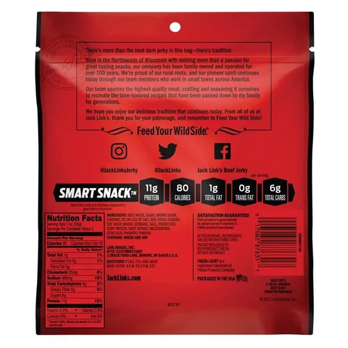 Vista 2 de Jack Links Original Beef Jerky, 2.85 onzas, 8 por caja.