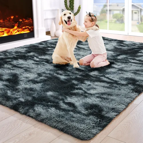 Vista 41 de Noahas Alfombras de Área Grandes y Esponjosas de 5x8 pies para Sala de Estar y Dormitorio, Alfombra Gruesa de Pelo Largo Beige y Blanca, Alfombra