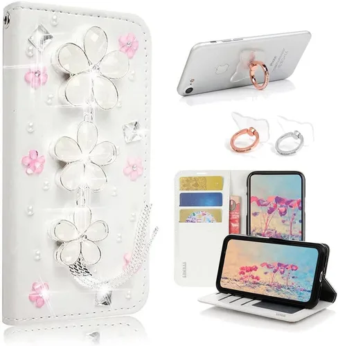 Vista 8 de Bling - Funda de piel con soporte para anillos, diseño 3D hecho a mano, 2 unidades, SBLDwRSSeries-14