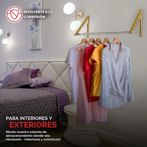 Vista 7 de Doble Perchero Plegable para Ropa con Barra Extensible, Perchero de Ropa Retráctil Montado en Pared para Secador de Ropa, Percha de Secado Colgante