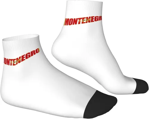 Vista 3 de GDJF Montenegro Flag Text Word Art Ankle Socks Winter Low Cut Sports Warm Breathable Comfort Casual Socks For Mens And Womens - 1