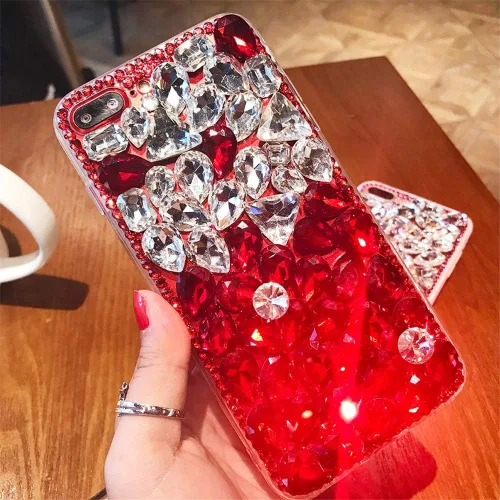 Vista 12 de Funda para Moto Z2, 3D hecha a mano de lujo con piedras brillantes brillantes de cristal y diamantes de imitación para Motorola Moto Z2 blanco
