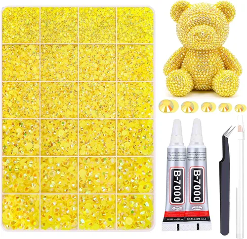Vista 24 de 27000PCs Resin Rhinestones Kit, 2-6mm Crystal Diamond Gems with Picker Pencil, Tweezer & 2 Glue Bottles, Flatback Rhinestone Set for Diamond