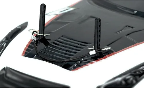Vista 7 de ShareGoo - Paquete de 8 clips de metal en R con cuerda antipérdida de acero para carrocería RC compatible con 1/8 1/10 Traxxas HSP Arrma Axial Negro