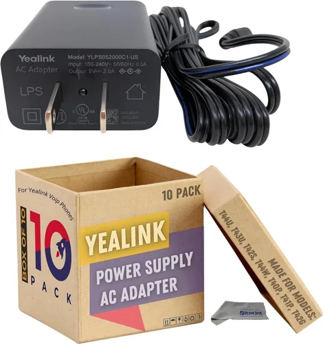 Vista 6 de Yealink - Adaptador de corriente de 5 voltios y 1.2 amperios, teléfonos compatibles con Yealink - T53, T53W, T26P, T27, T28P, T34W, T41P, T42G