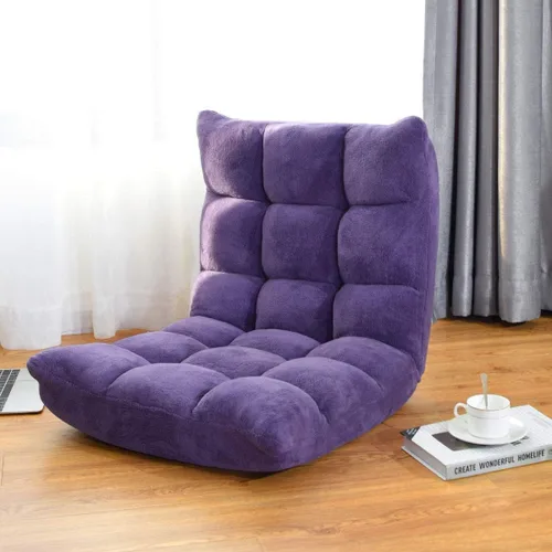 Vista 12 de FANTASK Sofá de suelo de 14 posiciones, silla plegable de espuma viscoelástica con cómodos cojines y marco de acero de estudio, sofá de piso