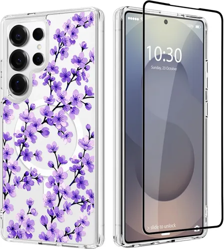 Vista 26 de OOK Funda para iPhone 17 Pro compatible con Magsafe, con protector de pantalla, elegante lazo estético, delgado, transparente, magnético, a prueba