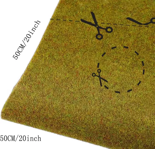 Vista 3 de Alfombra de césped modelo, (3 piezas, 20 x 20 pulgadas), alfombra de césped estática, modelo de paisaje ferroviario para modelos de paisajes