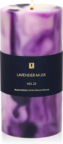Vista 4 de Lulu Candles - Jazmín, Oud y sándalo (vela de pilar de 3 x 6 pulgadas) - Velas de alta calidad altamente perfumadas en caja para regalo