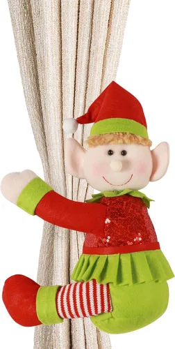 Vista 5 de Adornos de elfo para la parte superior del árbol de Navidad, decoración única y divertida de Navidad de peluche de elfo abrazador para adornos