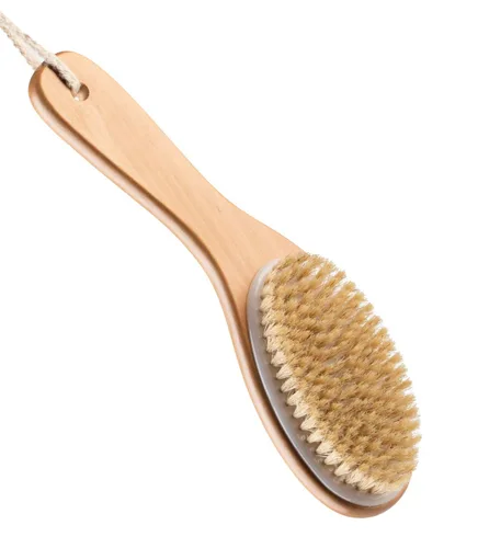 Vista 2 de Kingsley Cepillo de cerdas naturales para cuerpo con forma ergonómica, mango de madera, Paquete de 1