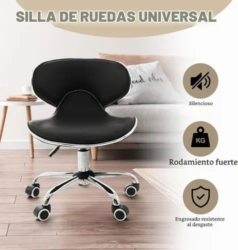 Vista 5 de Geelin 1 silla de pedicura para tecnología de uñas, taburete de pedicura Negro