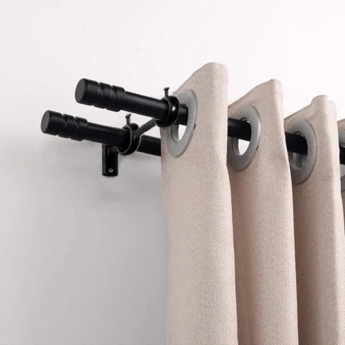 Vista 7 de Goowin Soporte doble para cortinero, 2 ganchos para sala de estar, dormitorio, cortinero (negro)