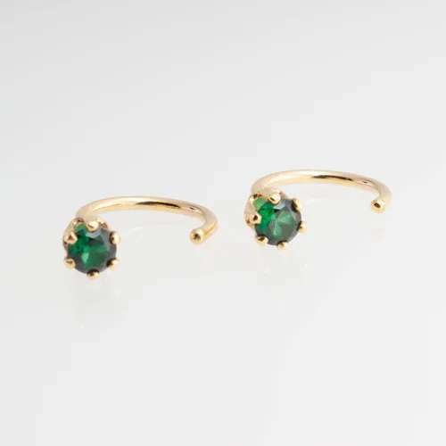 Vista 53 de Half Huggie Birthstone Gold Hoop Earrings for Women Tiny Cartilage Stud Piercing Earring Hypoallergenic Earring Screw Back Dainty Hug