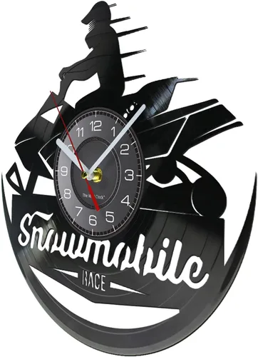 Vista 2 de Reloj de pared de 12 pulgadas, para motos de nieve, carreras, reloj de pared de vinilo LP, artesanía, motocicleta, máquina de nieve, reloj de viaje