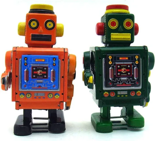 Vista 6 de Charmgle MS519 Retro Tin Toy Robot Wind-Up Toy Fotografía Decoración Novedad Regalo Colección Adulto (Naranja)
