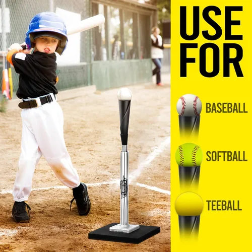 Vista 5 de PLAYAPUT Tee de Bateo de Béisbol – Tee Profesional de Bateo para Béisbol/Softbol con Base con Peso, Parte Superior de Goma Flexible, Tee de Béisbol