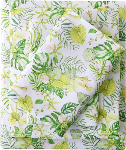 Vista 12 de Viviland Juego de sábanas tamaño matrimonial con estampado botánico de mariposas y flores rosadas y moradas, 4 piezas, sábanas de microfibra suave