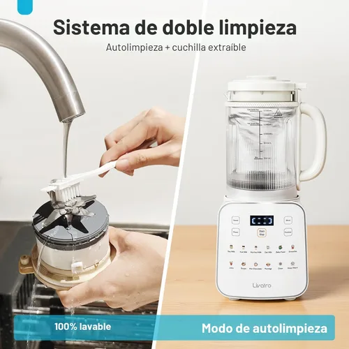 Vista 2 de Máquina para fabricar leche de nuez de 50.73oz: Máquina automática de leche de soja 12 en 1 con diseño desmontable, jugo casero, almendras, leches