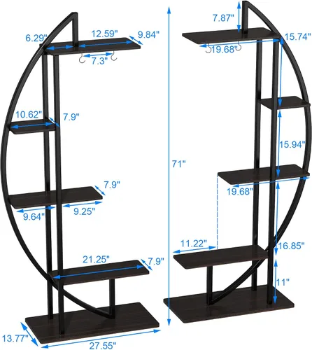 Vista 3 de GDLF Soporte alto para plantas, estante grande para plantas de interior, 71 pulgadas, estante de metal con gancho para colgar, diseño más alto