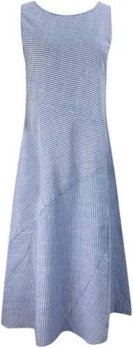 Vista 3 de Vestido largo para mujer, primavera, verano, algodón, lino, bohemio, casual, a la moda, sin mangas, para vacaciones